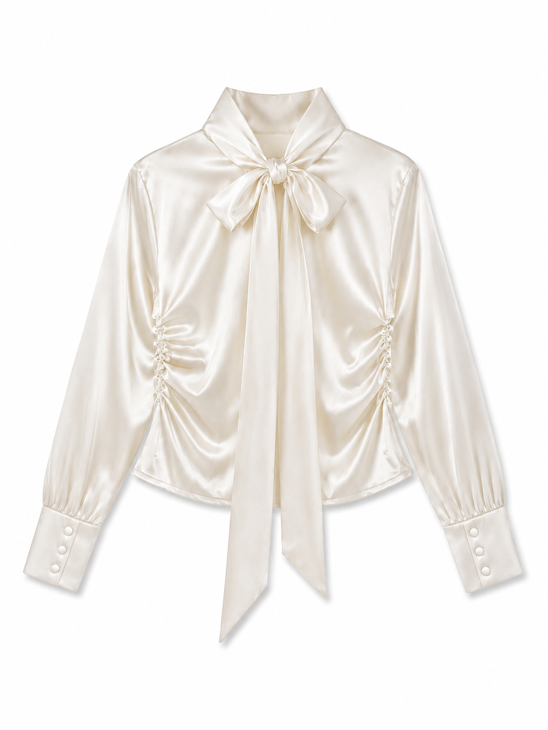 Blusa satén manga larga amarre
