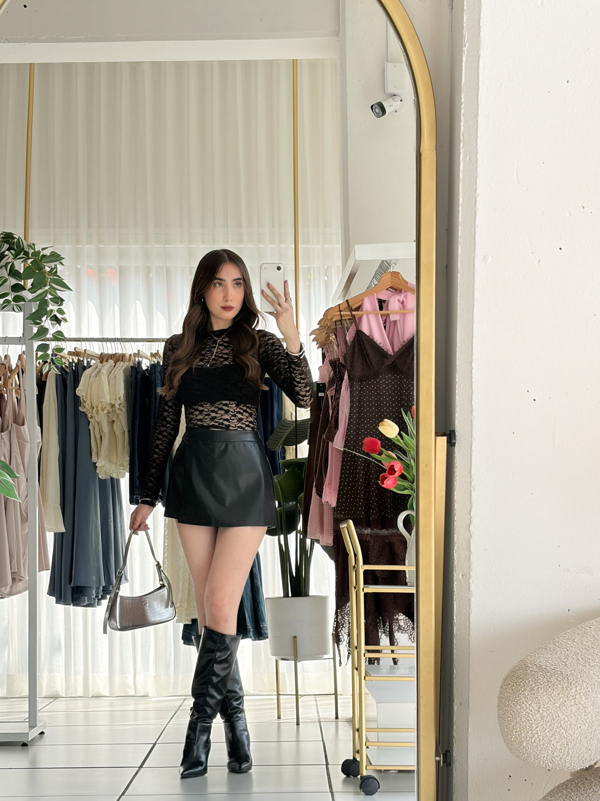 Blusa encaje  manga larga