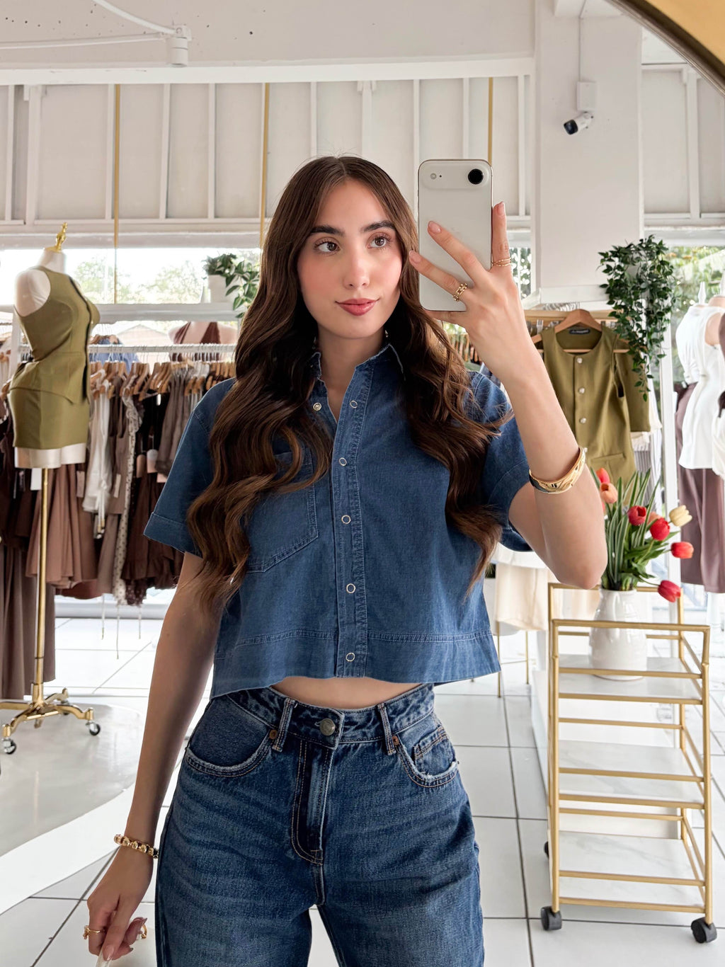 Blusa denim botones