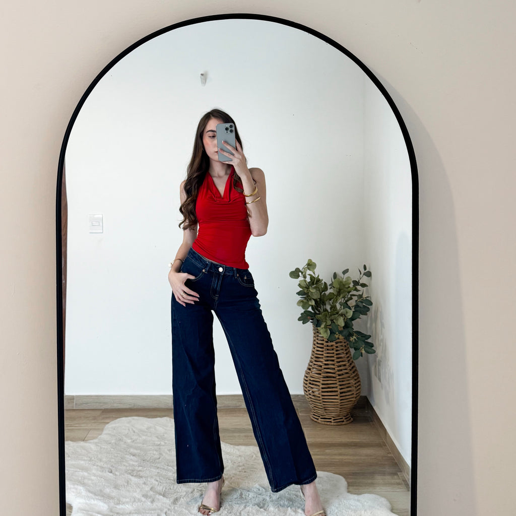 Blusa halter cuello holgado