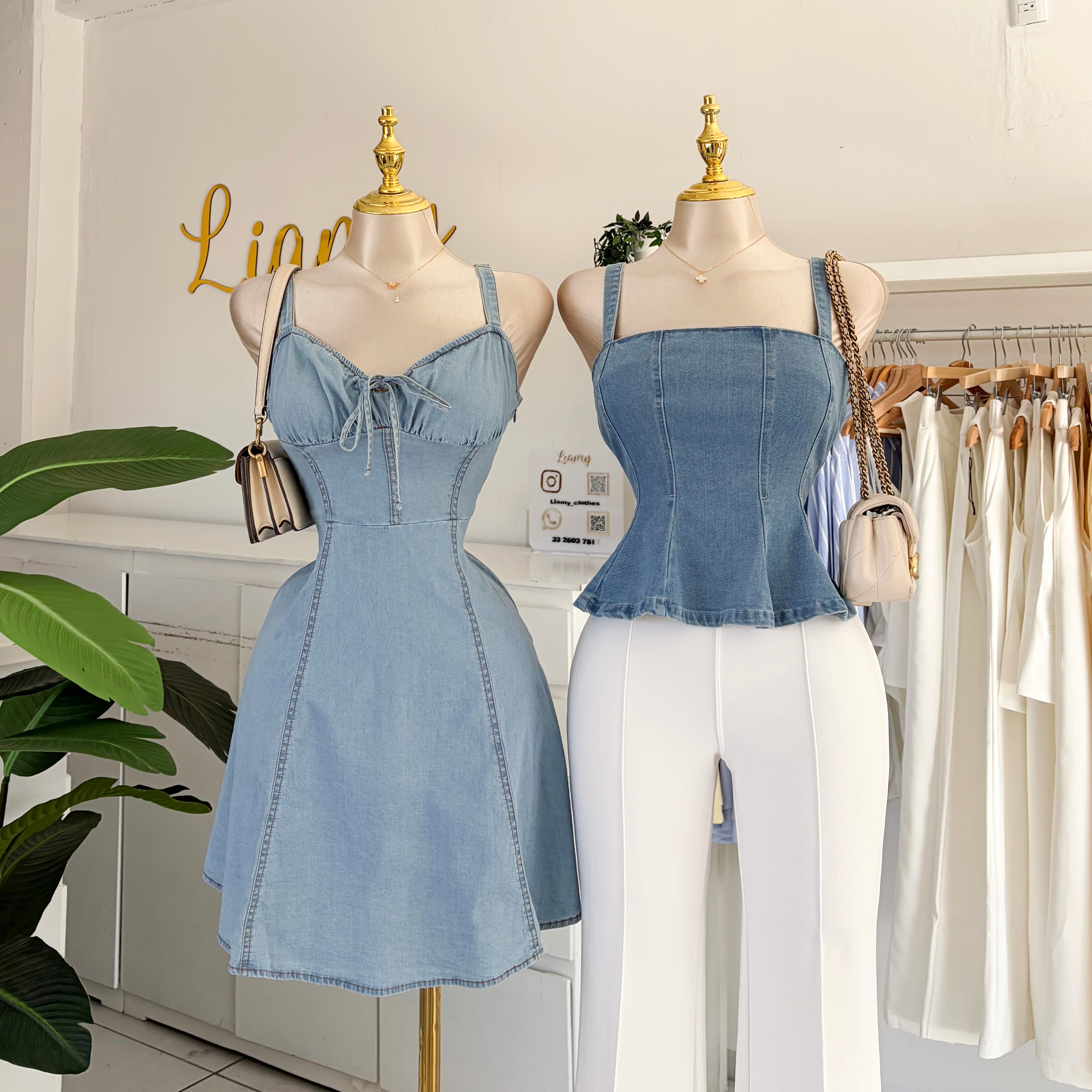 Vestido mezclilla moñito pecho