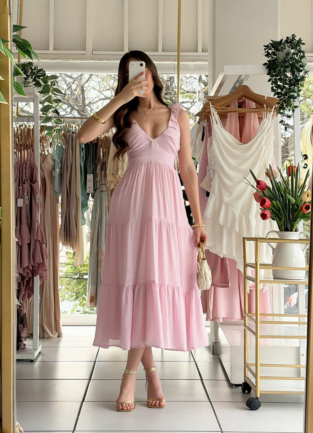 Vestido largo tirante olan