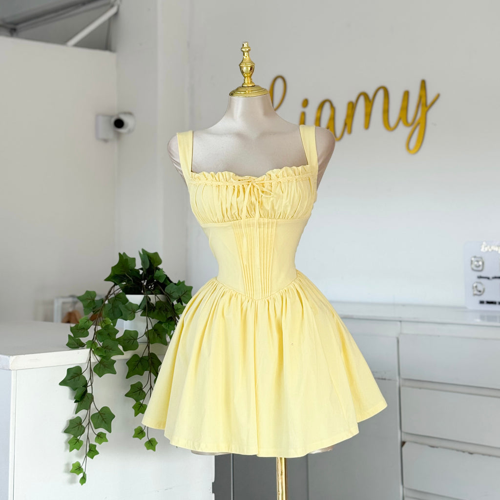 Vestido ampon pecho corrugado