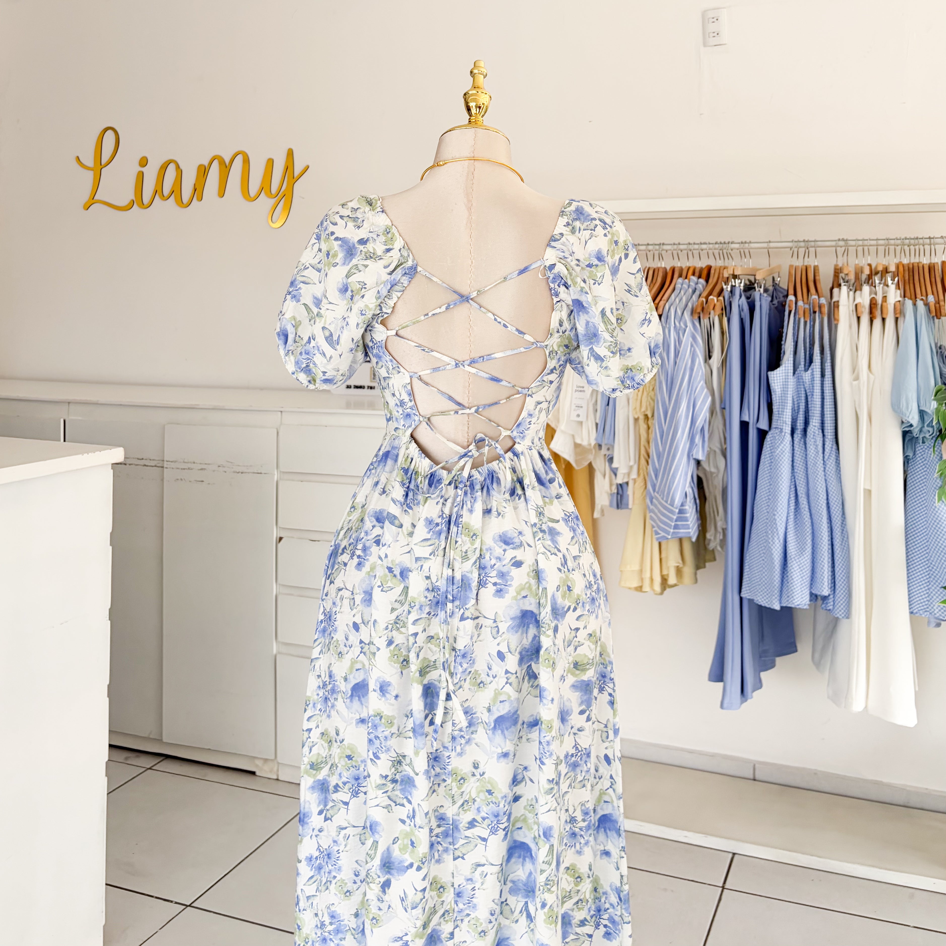 Vestido flores espalda lazo