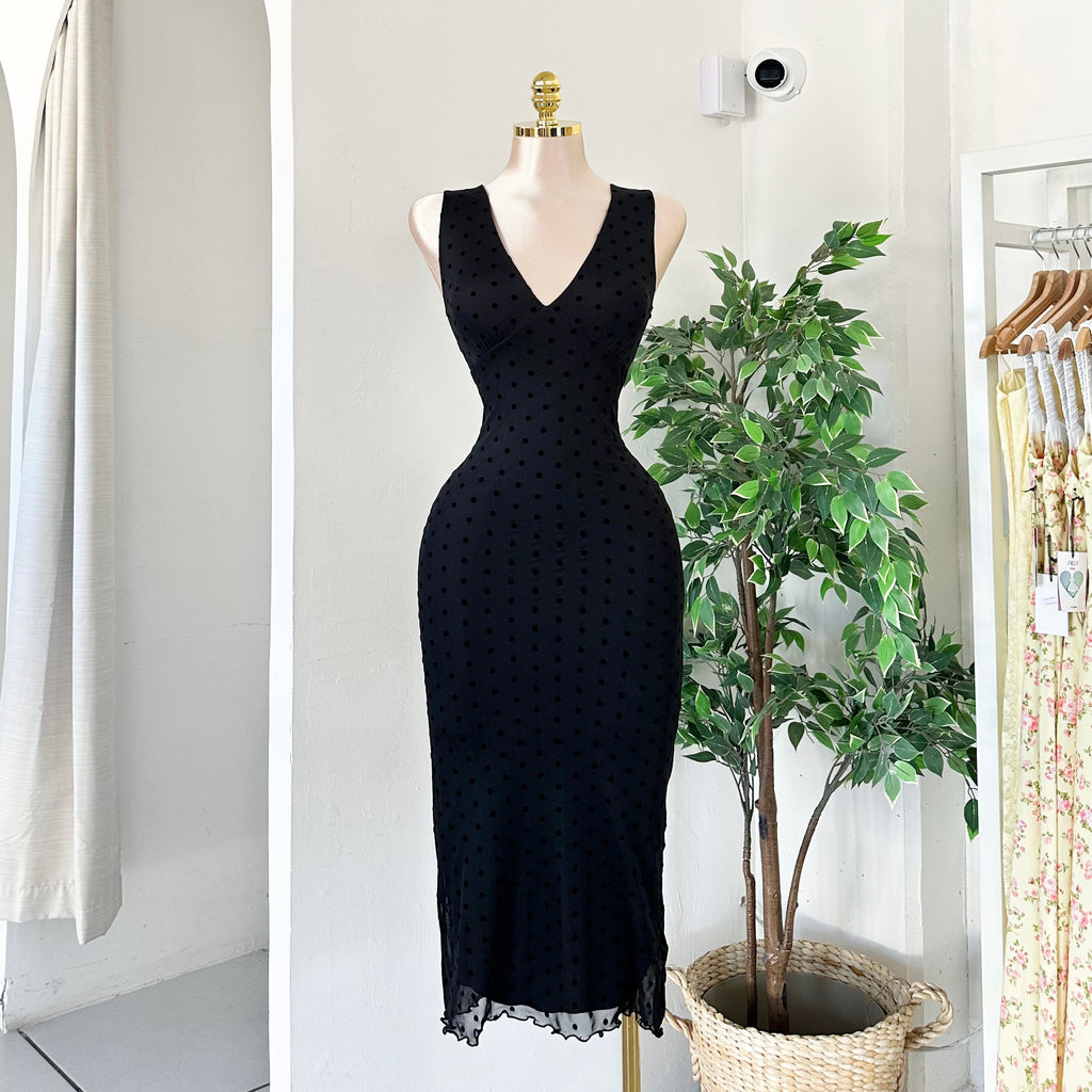 Vestido puntos largo mesh