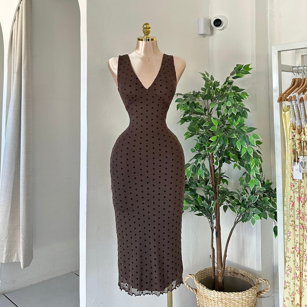 Vestido puntos largo mesh