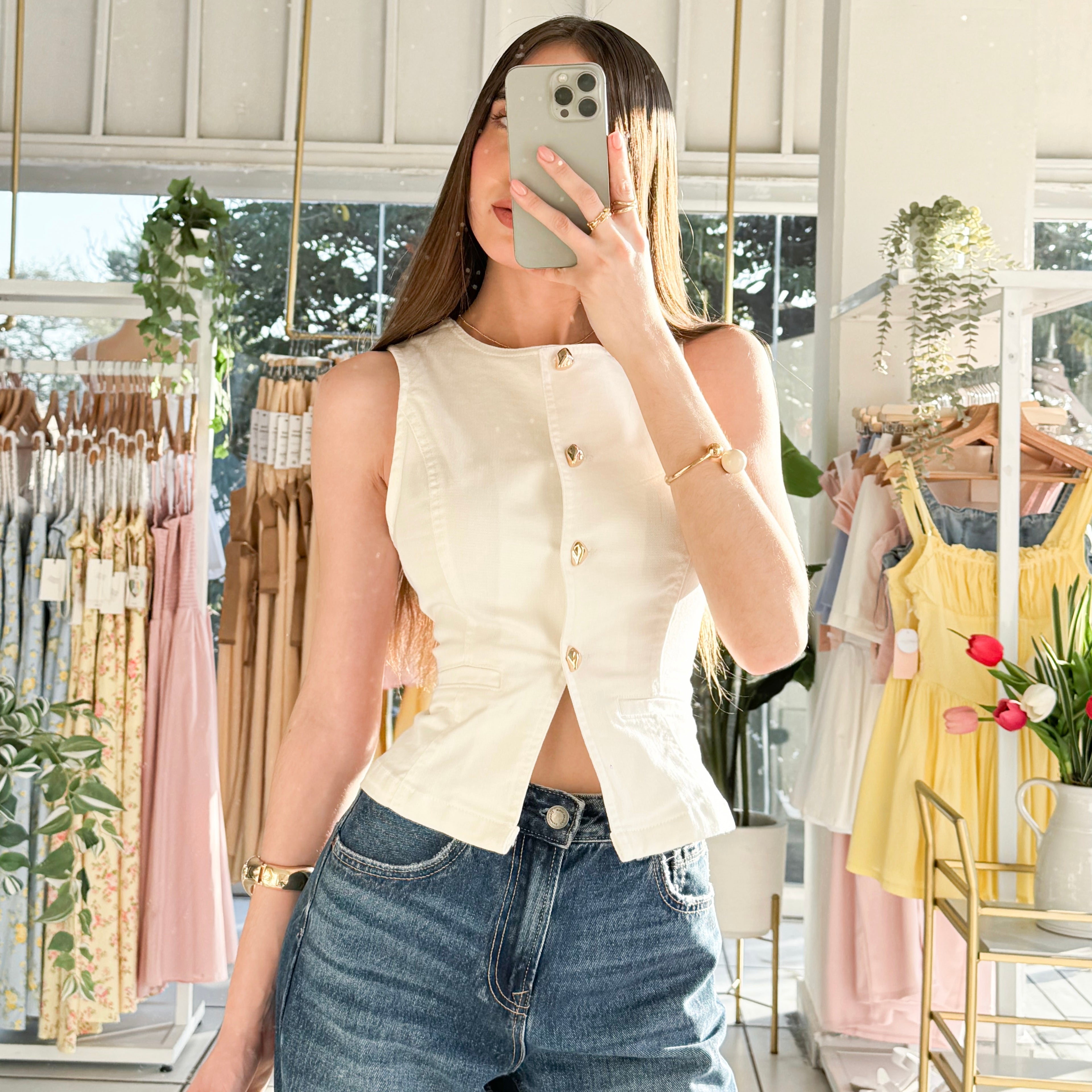 Chaleco blusa botones tipo pana